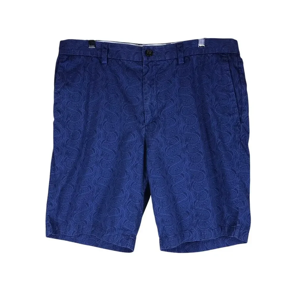 Banana Republic Aiden Shorts Men’s 34 Navy Paisley 100% Cotton Preppy Casual